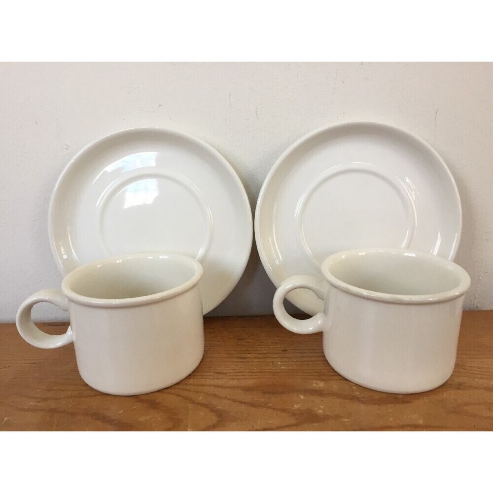 Pair 2 Vtg 70s Stonehenge Midwinter England Ceramic Coffee Tea Cups Mugs Saucers